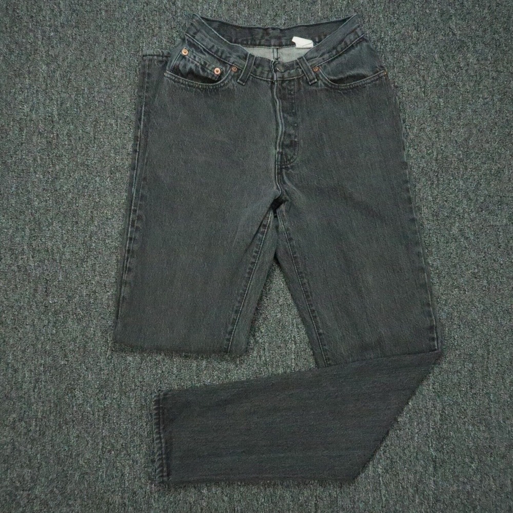 VINTAGE‎ Levis Jeans Womens 5 Faded Black 501 Button Fly USA 90s 24X30